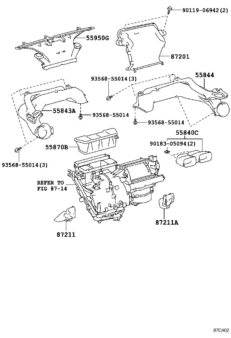 YARIS |  HEATING AIR CONDITIONING CONTROL AIR DUCT