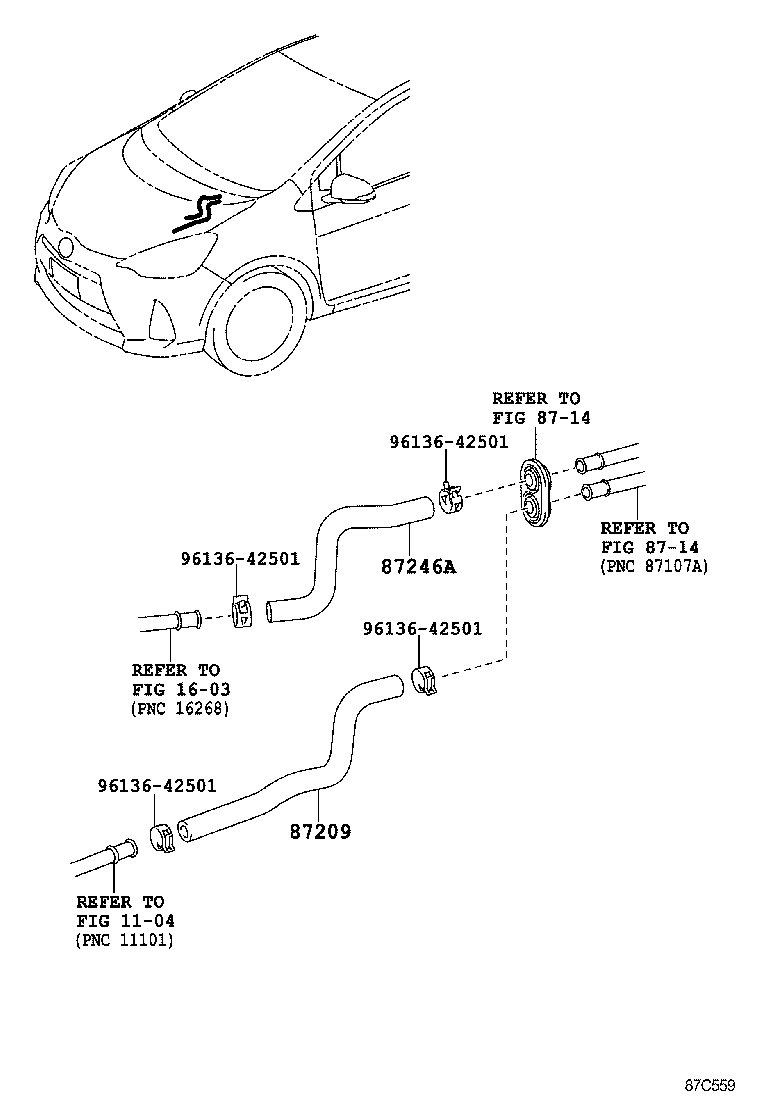  PRIUS C |  HEATING AIR CONDITIONING WATER PIPING