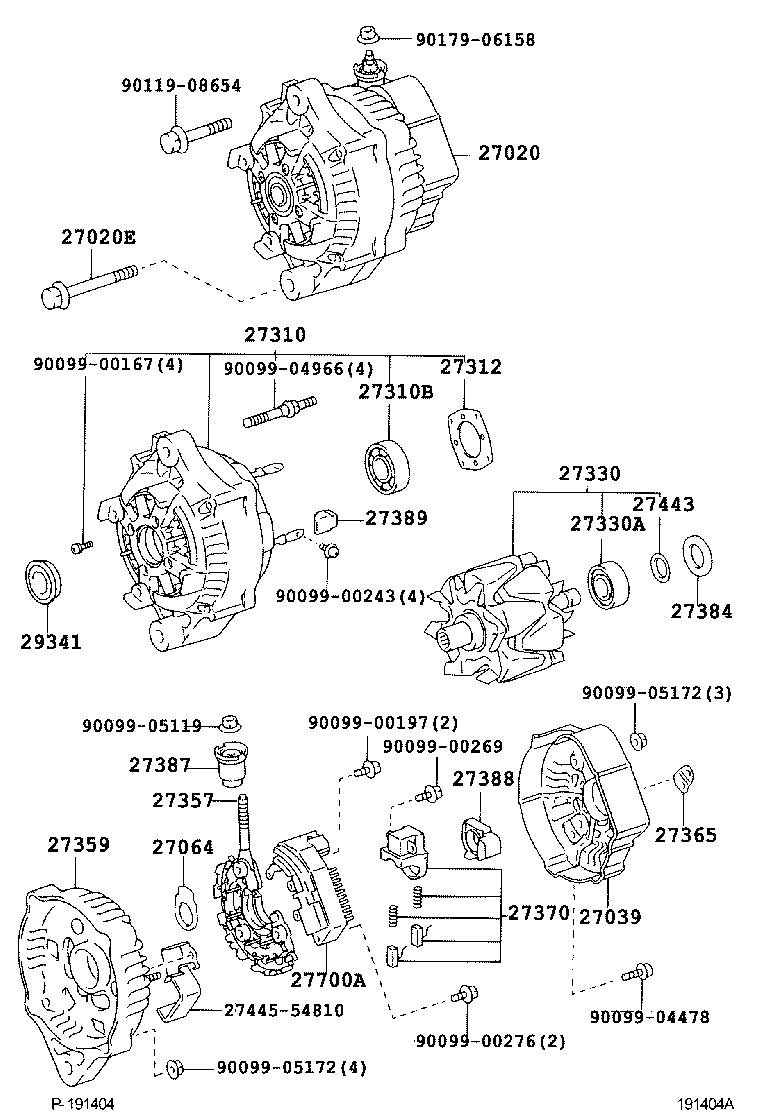 TOYOTA HILUX 2WDLN200LPRMVS TOOLENGINEFUEL ALTERNATOR Japan