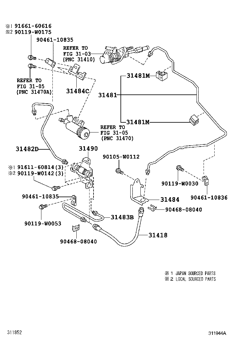  AURIS UKP |  CLUTCH PEDAL FLEXIBLE HOSE
