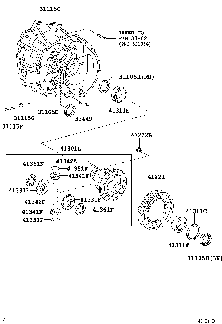  AURIS UKP |  FRONT AXLE HOUSING DIFFERENTIAL