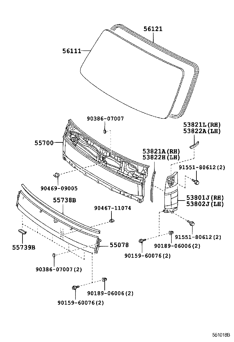  DYNA |  FRONT PANEL WINDSHIELD GLASS