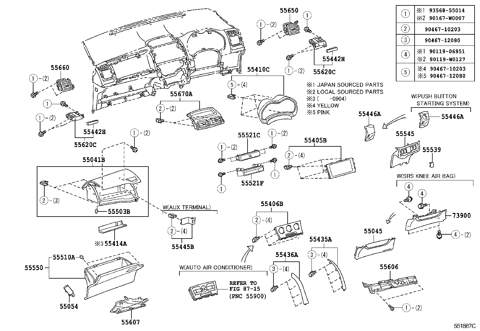  AURIS UKP |  INSTRUMENT PANEL GLOVE COMPARTMENT