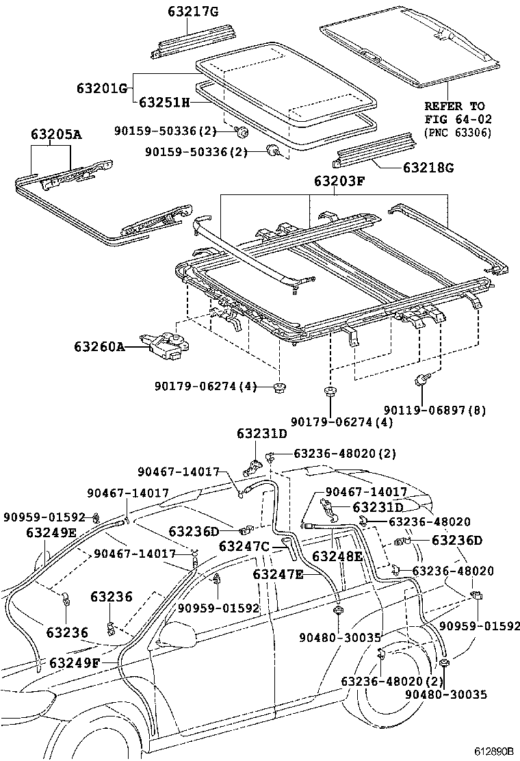  HIGHLANDER KLUGER |  ROOF PANEL BACK WINDOW GLASS