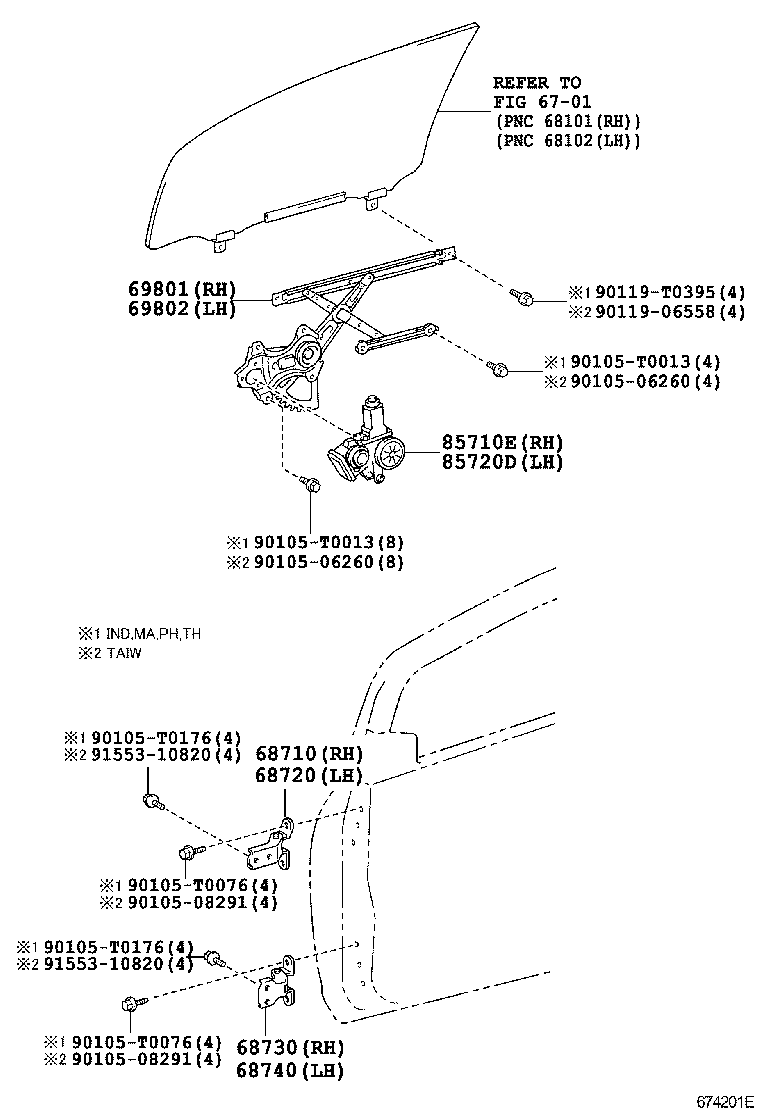  YARIS ASIA |  FRONT DOOR WINDOW REGULATOR HINGE