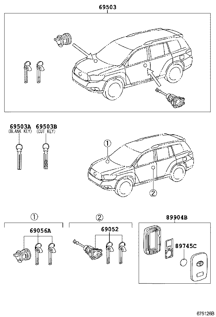  HIGHLANDER KLUGER |  LOCK CYLINDER SET