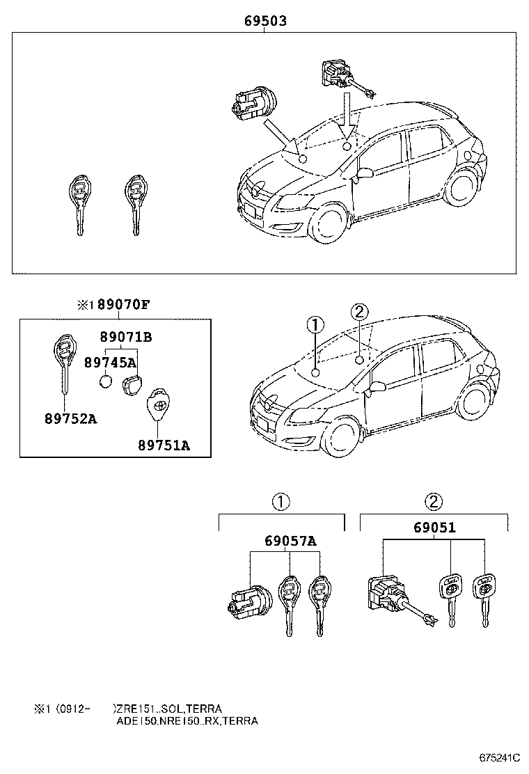  AURIS UKP |  LOCK CYLINDER SET