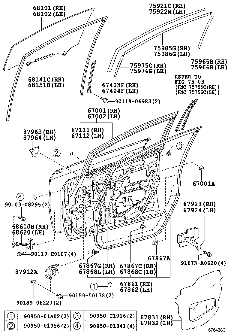  PRIUS CHINA |  FRONT DOOR PANEL GLASS