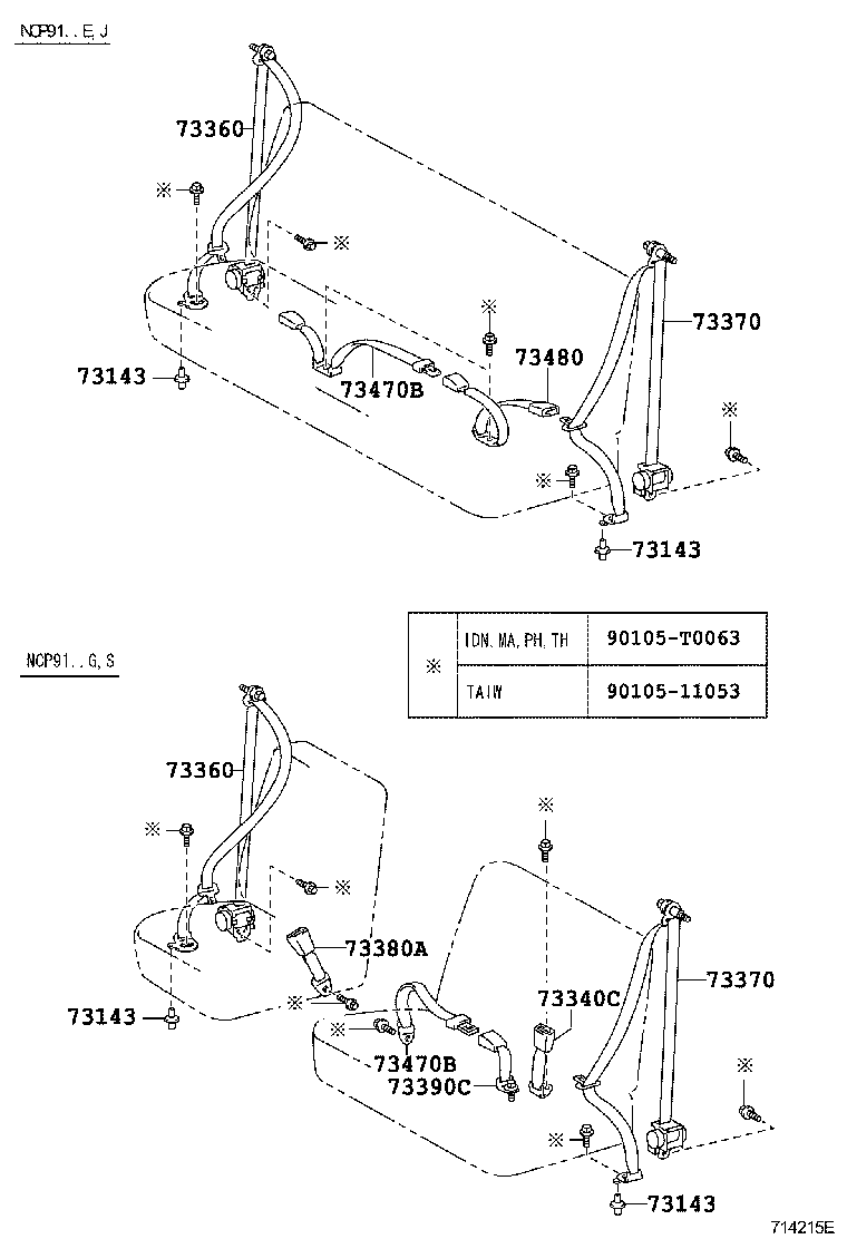  YARIS ASIA |  SEAT BELT CHILD RESTRAINT SEAT
