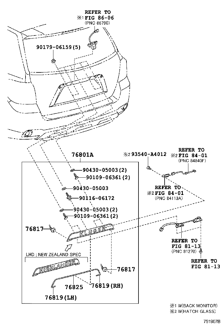  HIGHLANDER KLUGER |  REAR MOULDING