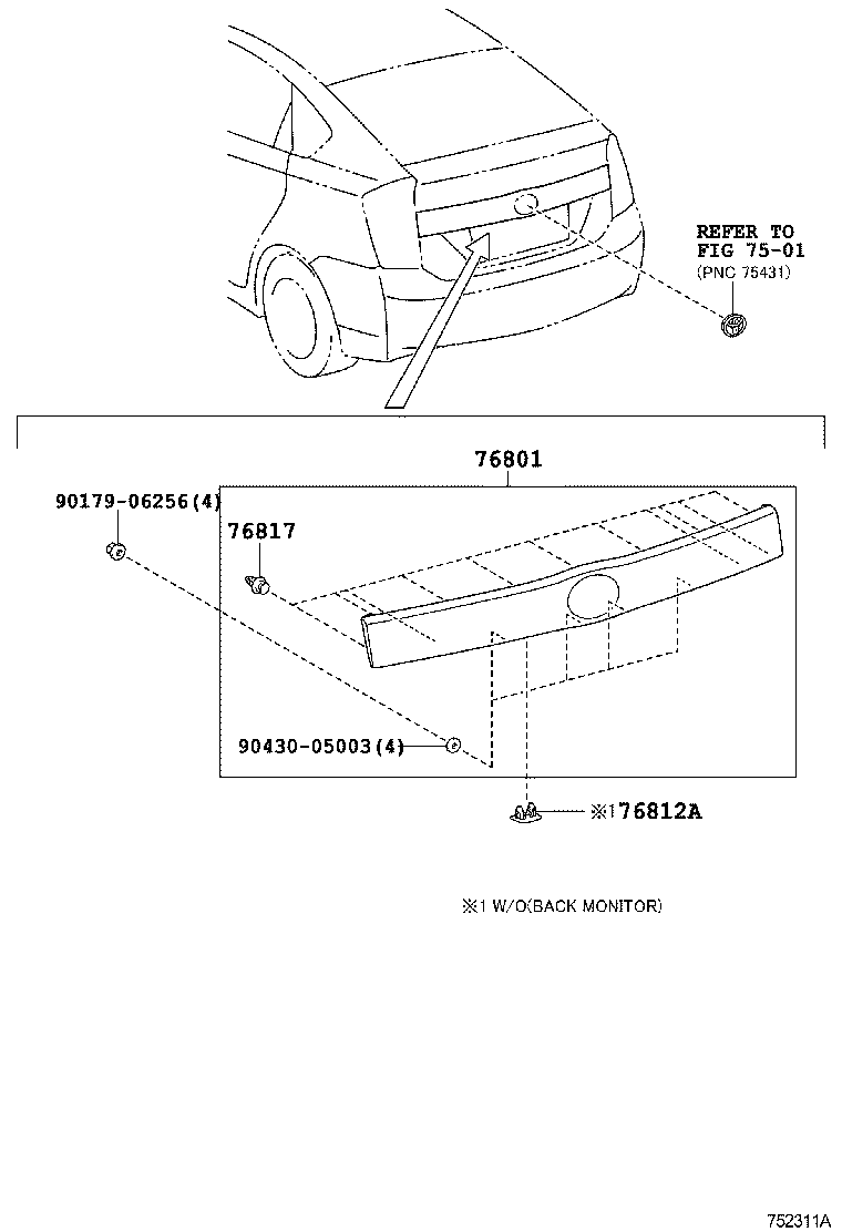  PRIUS CHINA |  REAR MOULDING