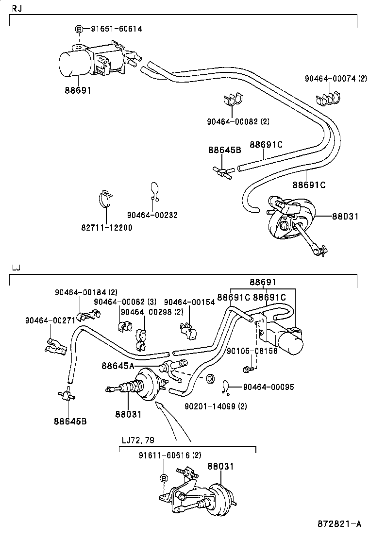  LAND CRUISER 70 |  HEATING AIR CONDITIONING VACUUM PIPING