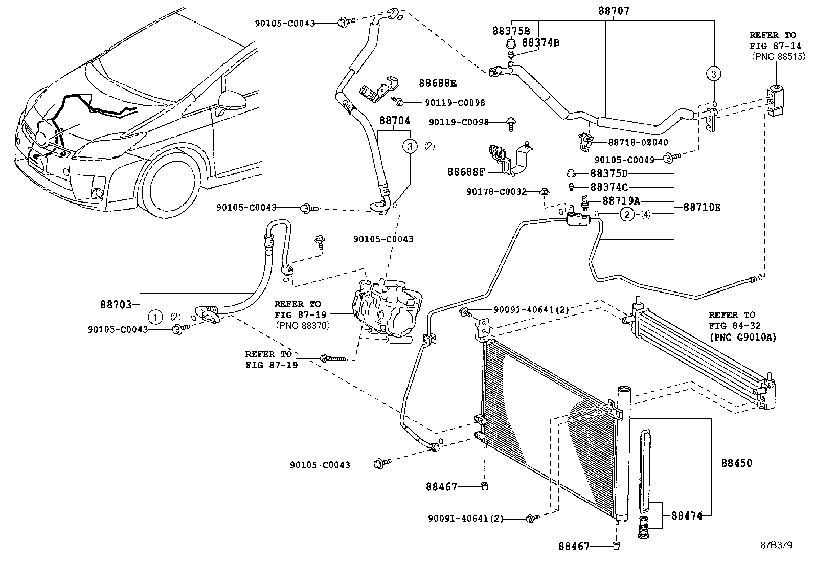  PRIUS CHINA |  HEATING AIR CONDITIONING COOLER PIPING