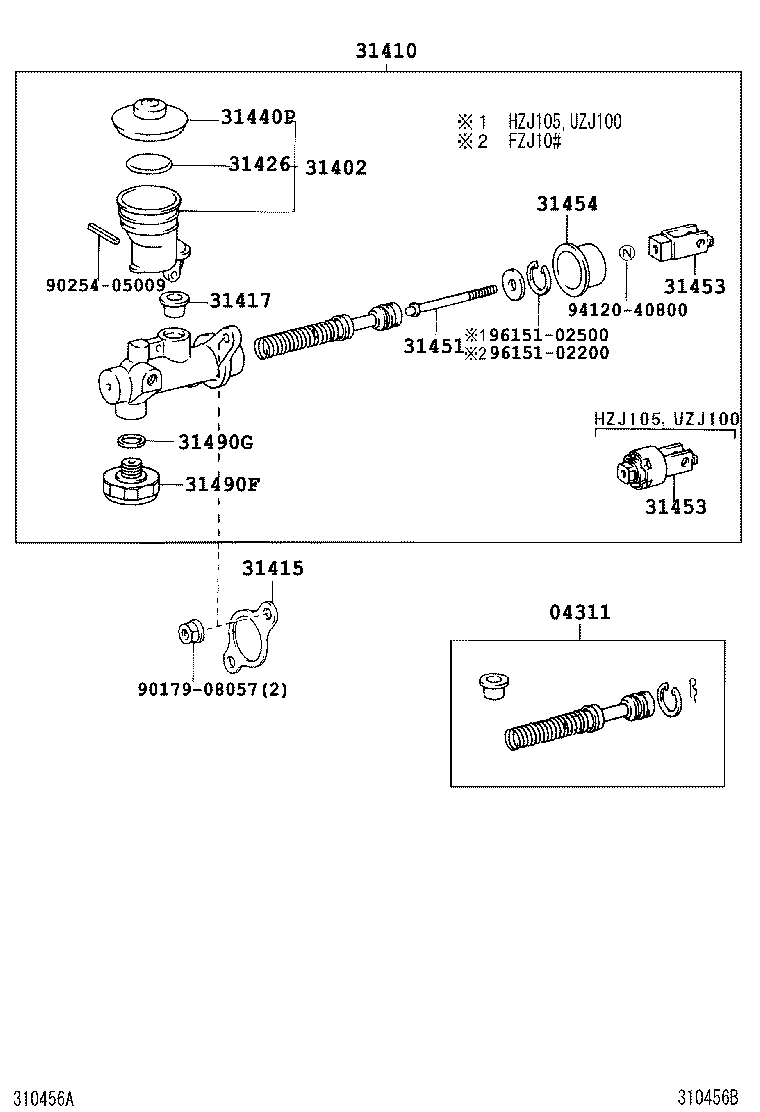  LAND CRUISER 100 105 |  CLUTCH MASTER CYLINDER