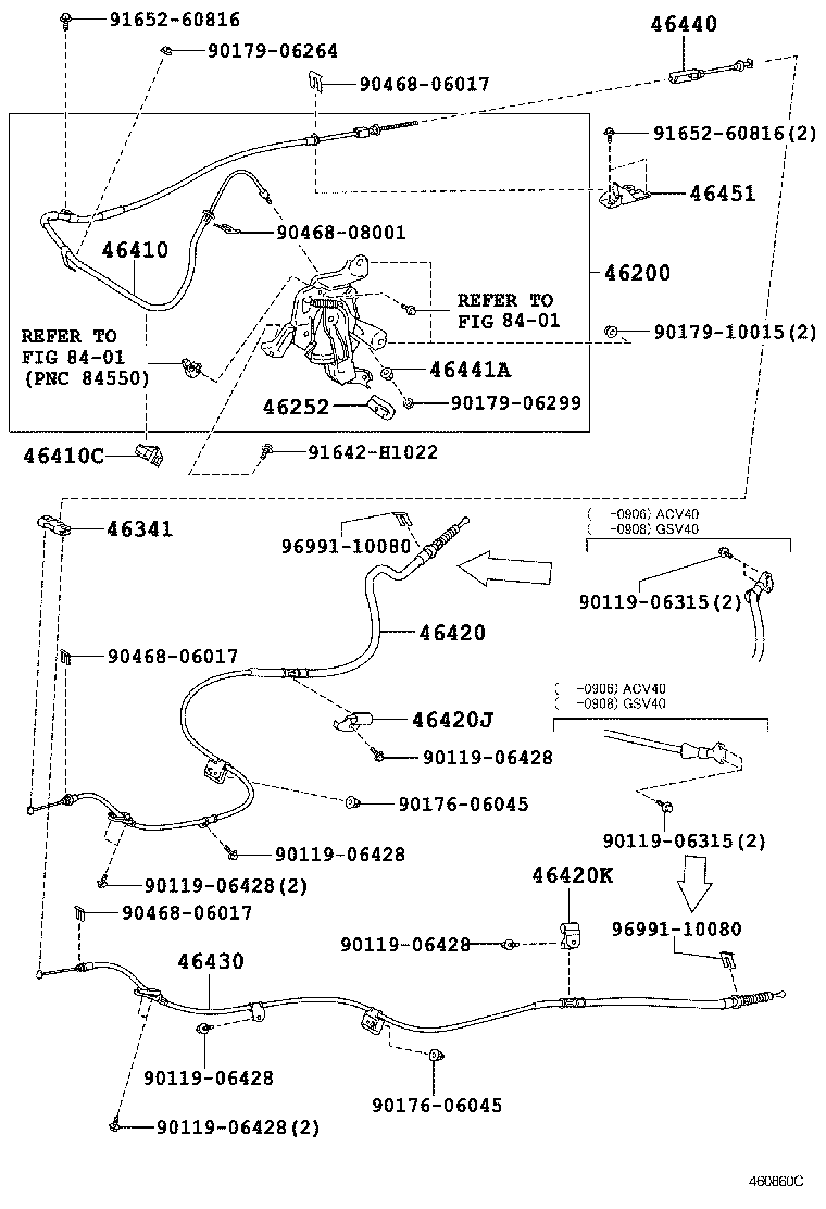  CAMRY AURION HV ARL |  PARKING BRAKE CABLE