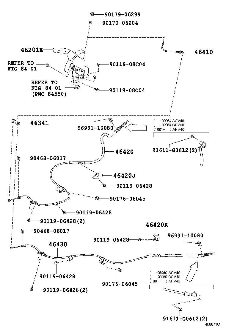  CAMRY AURION HV ARL |  PARKING BRAKE CABLE