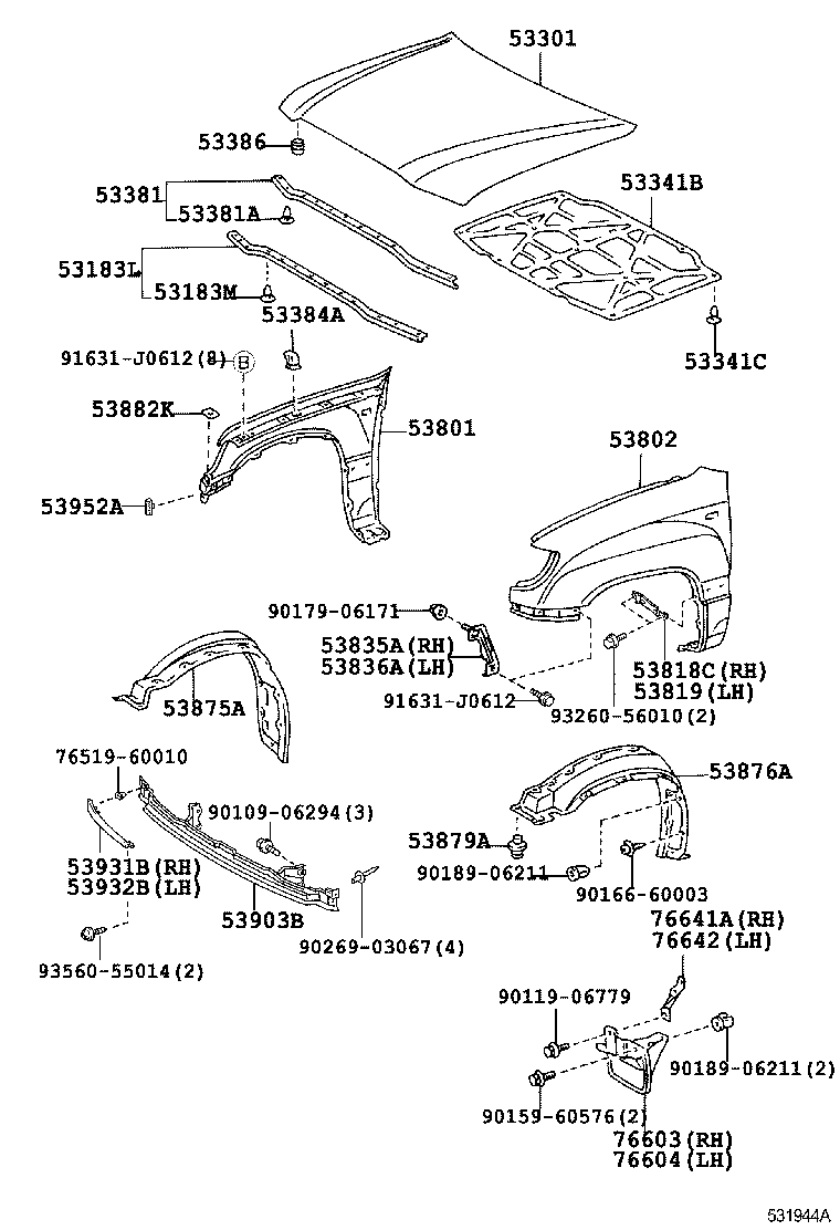 LAND CRUISER 100 105 |  HOOD FRONT FENDER