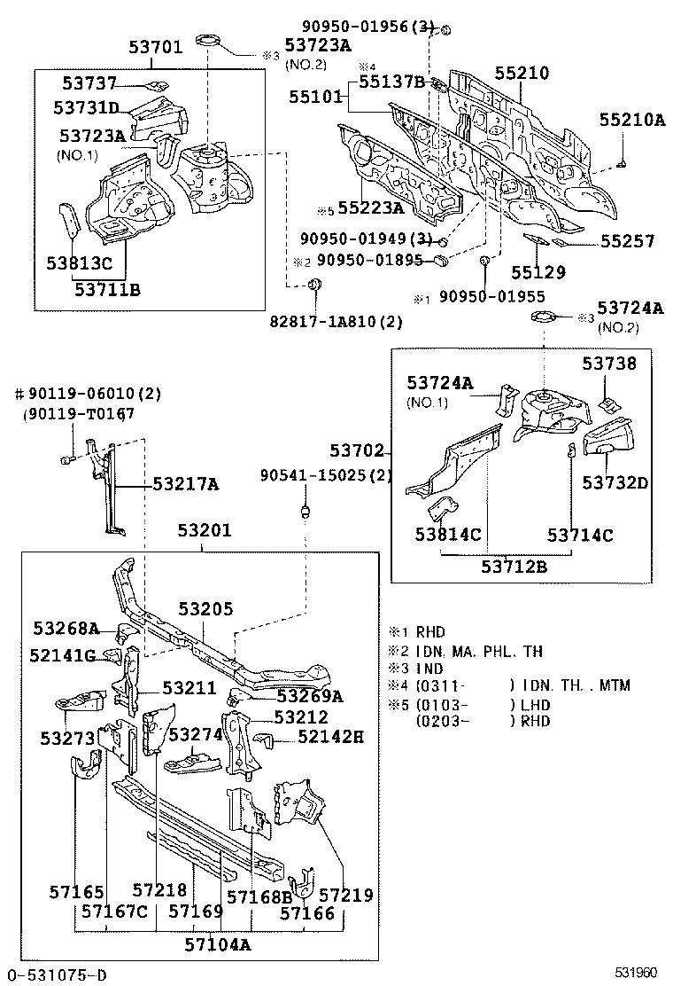 TOYOTA COROLLA ASIA INDIAZZE121R-GEPNKT - BODY - FRONT FENDER APRON ...