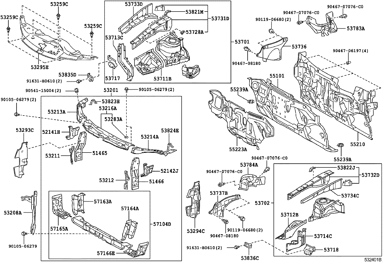  CAMRY AURION HV ARL |  FRONT FENDER APRON DASH PANEL