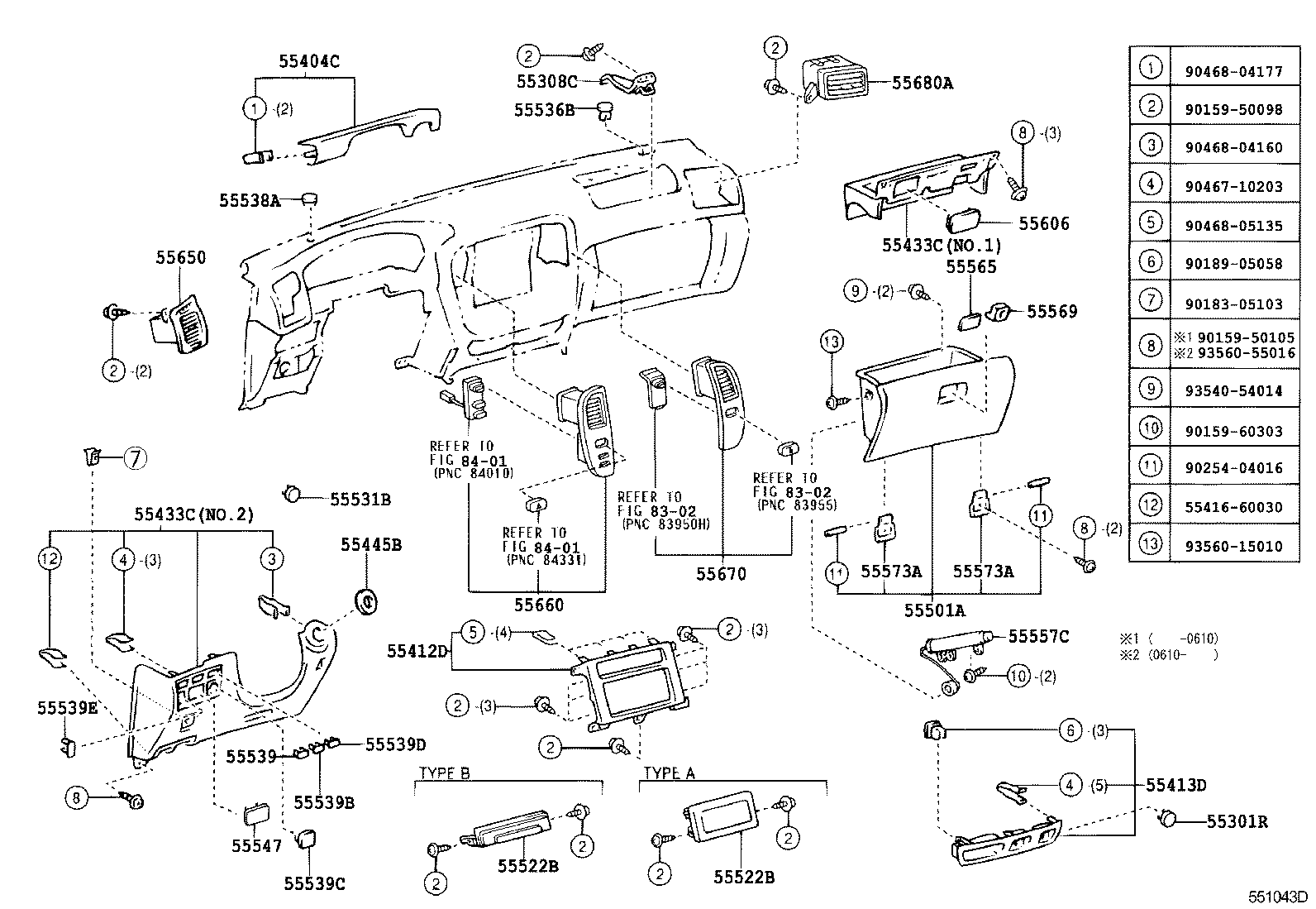  LAND CRUISER 100 105 |  INSTRUMENT PANEL GLOVE COMPARTMENT