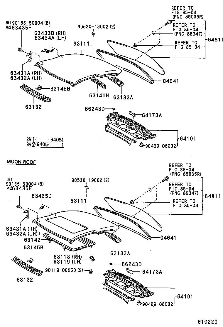  COROLLA |  ROOF PANEL BACK WINDOW GLASS