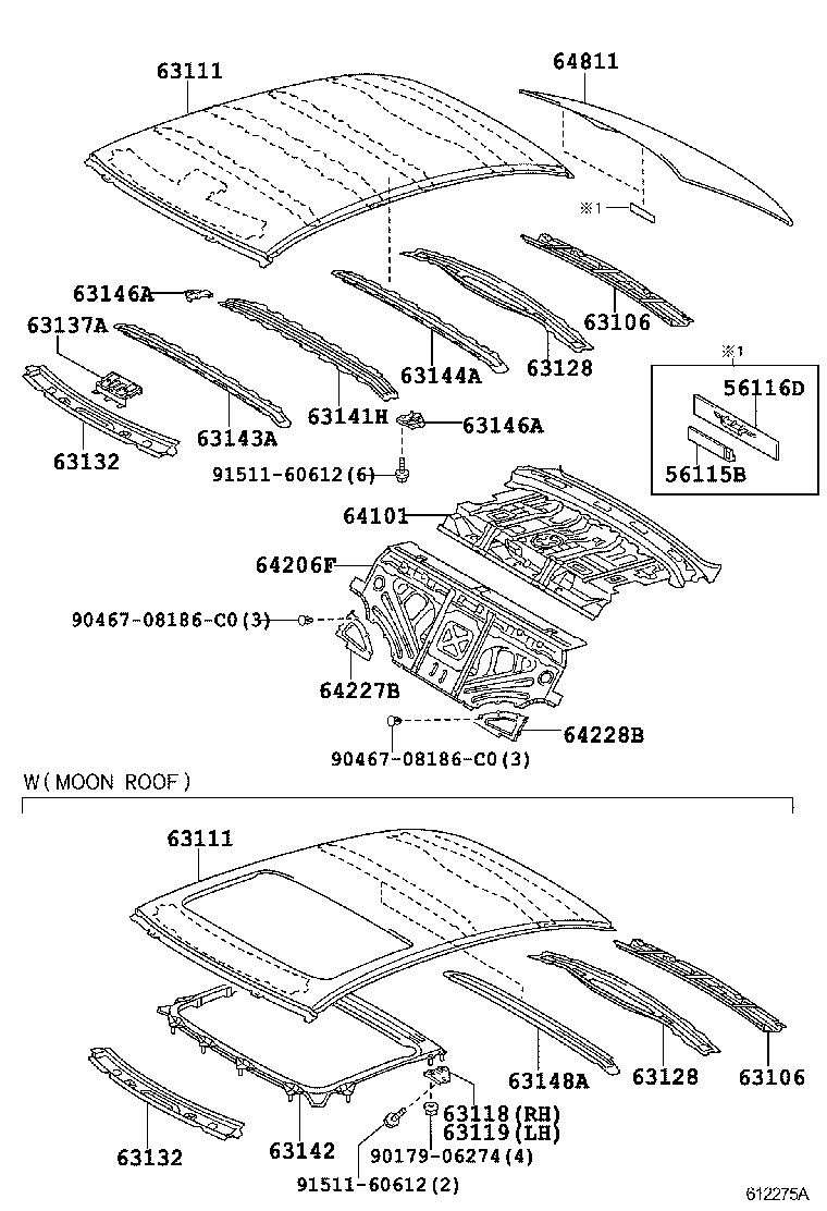  CROWN CHINA |  ROOF PANEL BACK WINDOW GLASS