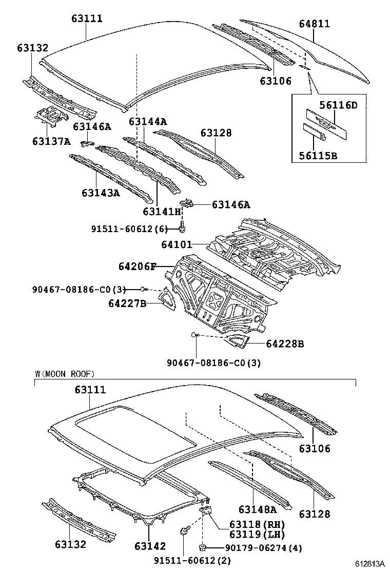  CROWN |  ROOF PANEL BACK WINDOW GLASS