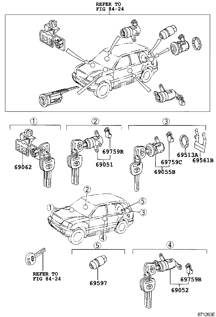  LAND CRUISER 100 105 |  LOCK CYLINDER SET