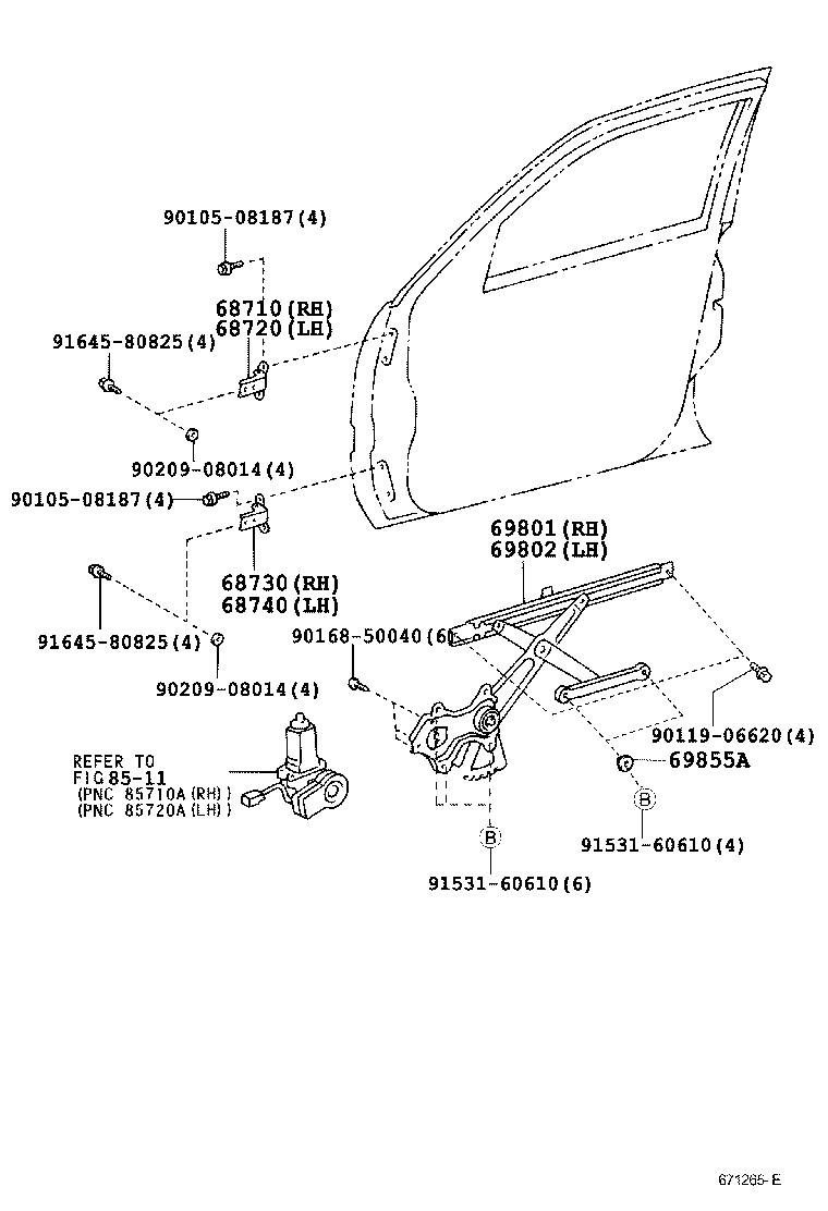  LX470 |  FRONT DOOR WINDOW REGULATOR HINGE