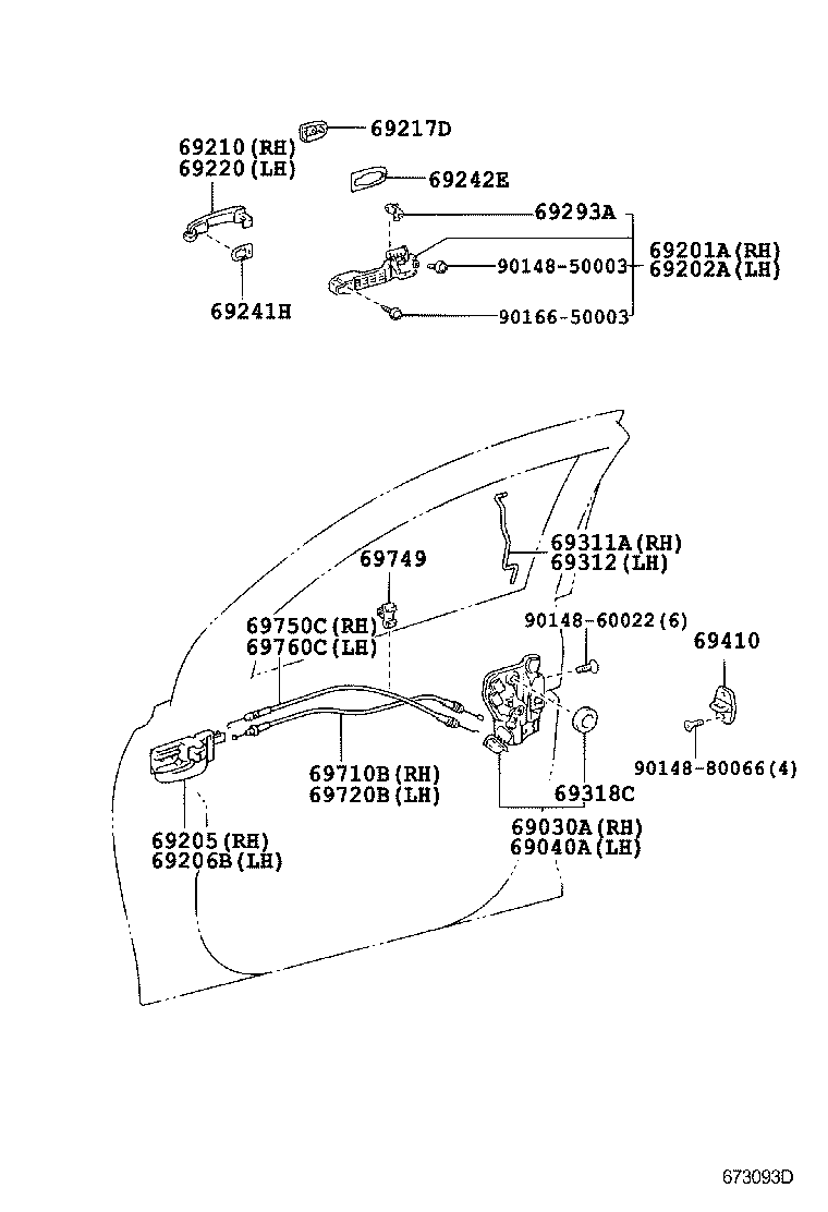  AVENSIS |  FRONT DOOR LOCK HANDLE