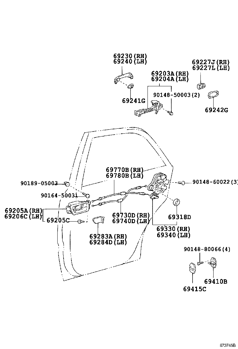  CROWN |  REAR DOOR LOCK HANDLE