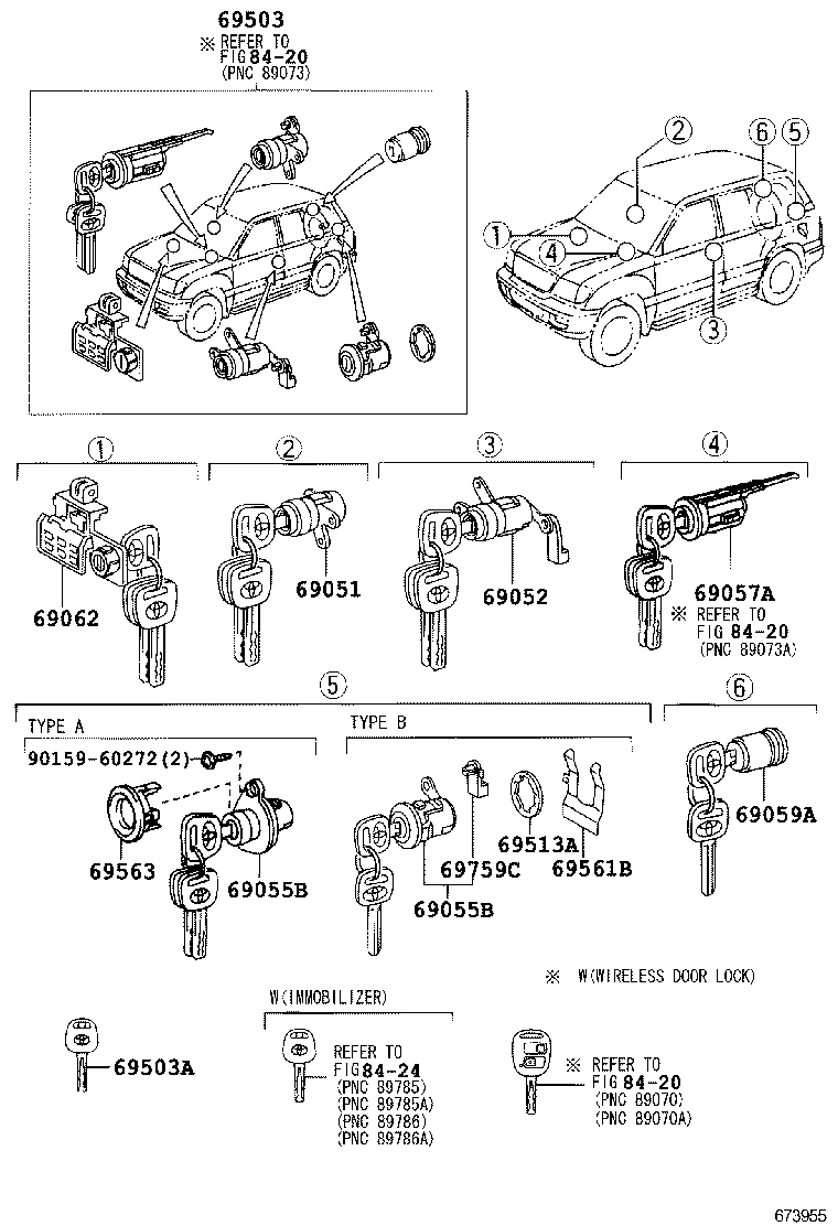  LAND CRUISER 100 105 |  LOCK CYLINDER SET