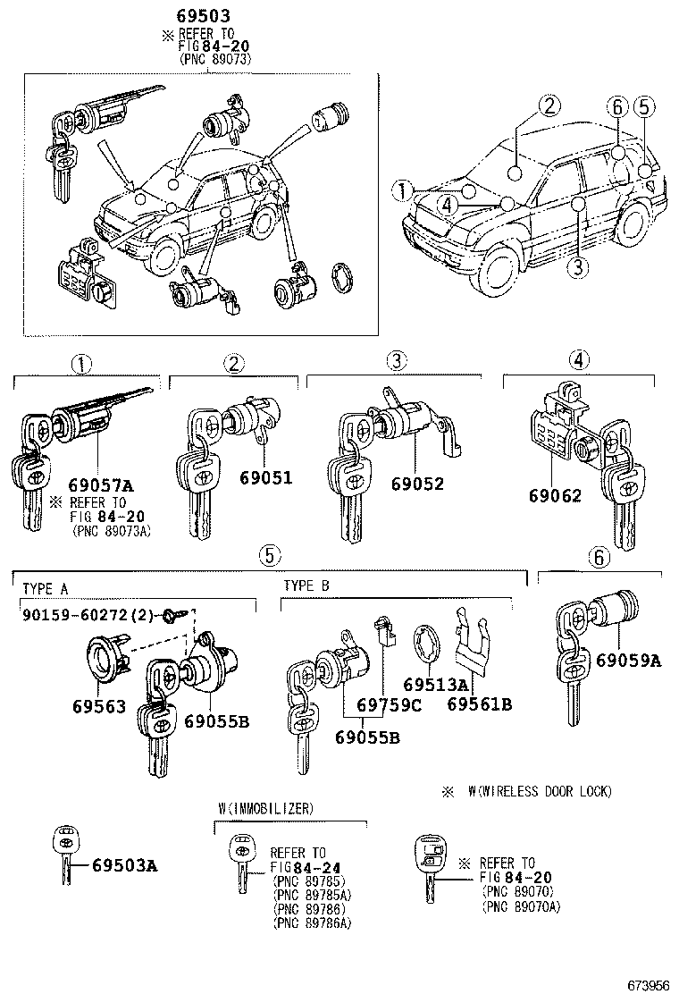  LAND CRUISER 100 105 |  LOCK CYLINDER SET
