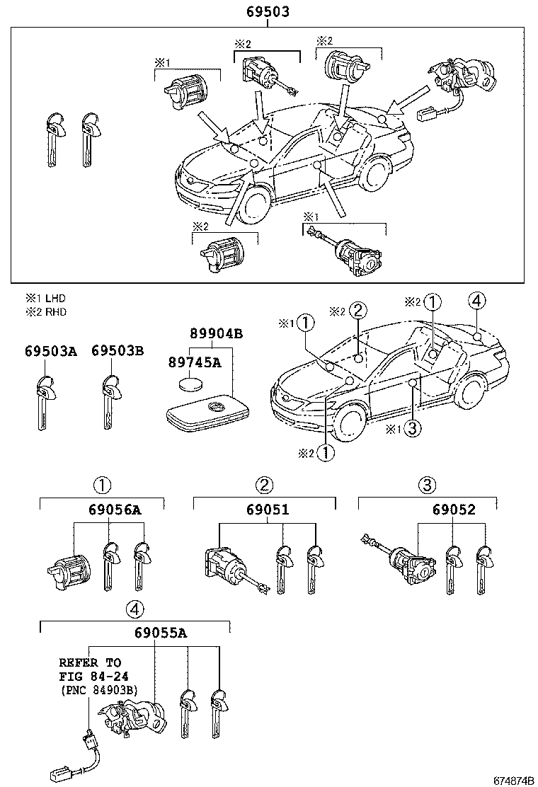  CAMRY AURION HV ARL |  LOCK CYLINDER SET