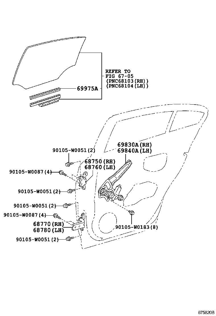  AVENSIS |  REAR DOOR WINDOW REGULATOR HINGE