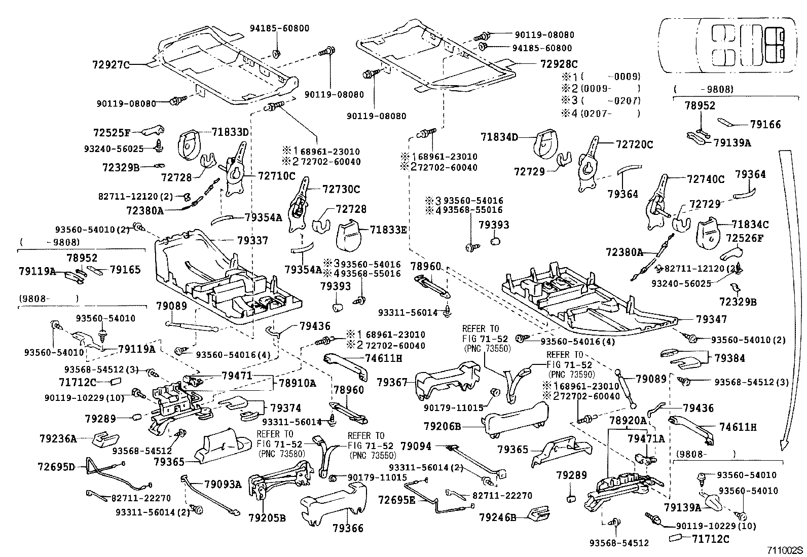  LAND CRUISER 100 105 |  SEAT SEAT TRACK