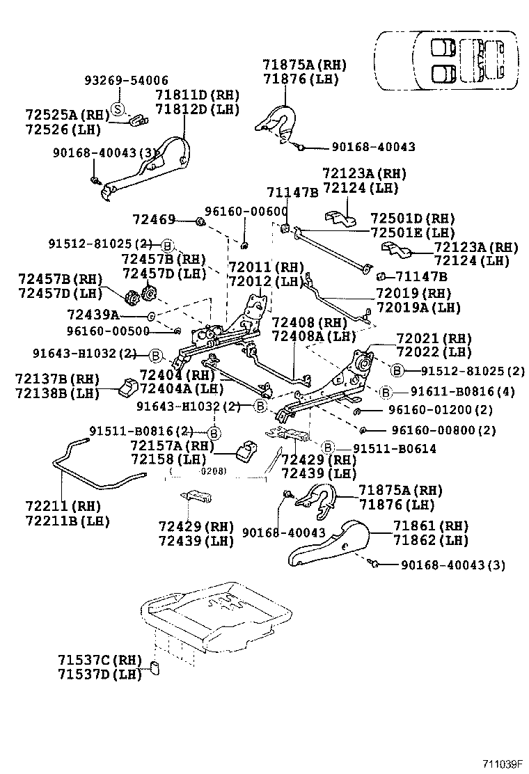  LAND CRUISER 100 105 |  SEAT SEAT TRACK