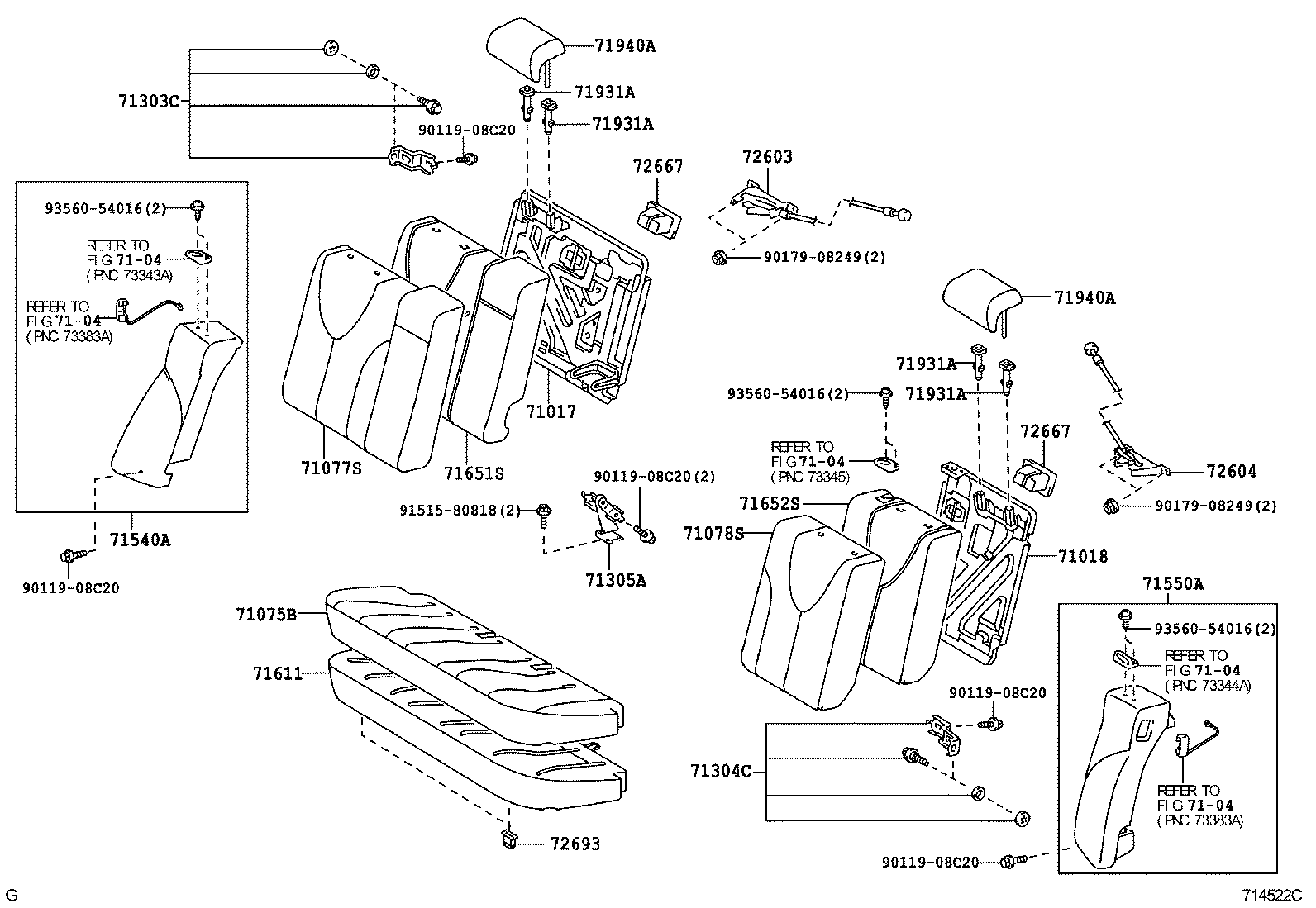  CAMRY AURION HV ARL |  REAR SEAT SEAT TRACK