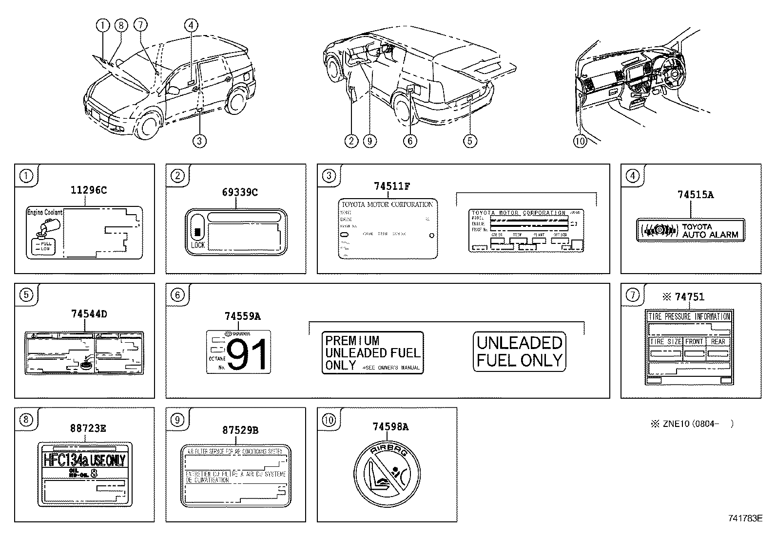  WISH |  CAUTION PLATE EXTERIOR INTERIOR