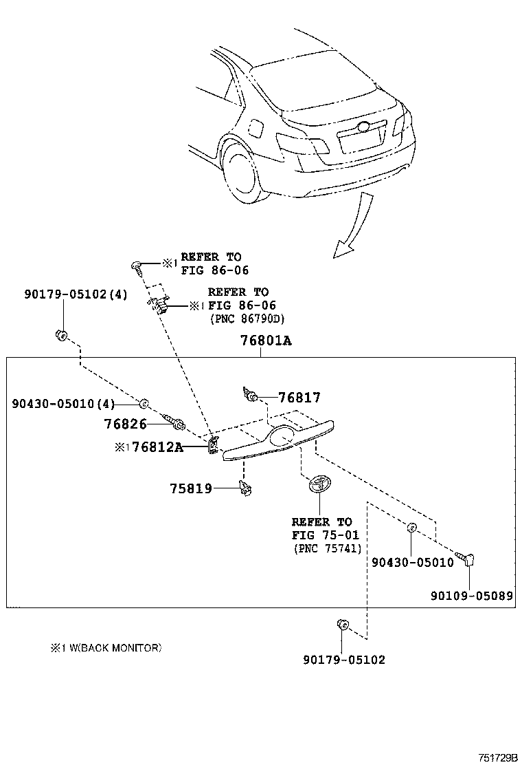  CAMRY AURION HV ARL |  REAR MOULDING