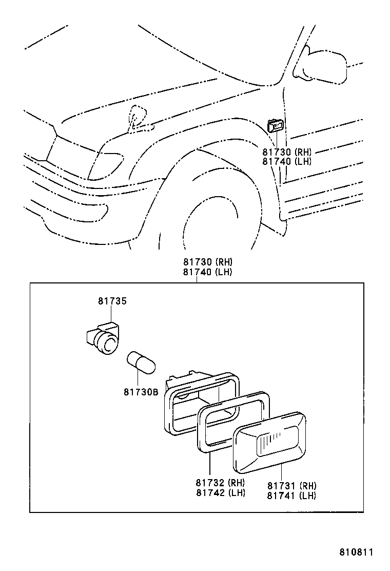  LAND CRUISER 100 105 |  SIDE TURN SIGNAL LAMP OUTER MIRROR LAMP