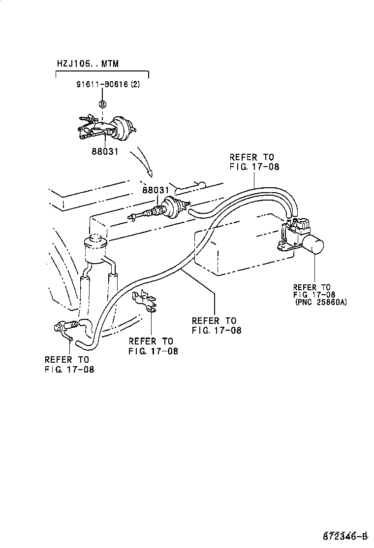  LAND CRUISER 100 105 |  HEATING AIR CONDITIONING VACUUM PIPING