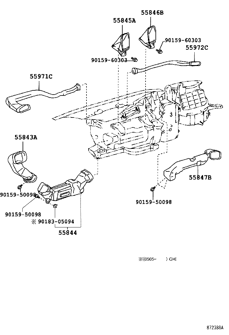  LAND CRUISER 100 105 |  HEATING AIR CONDITIONING CONTROL AIR DUCT