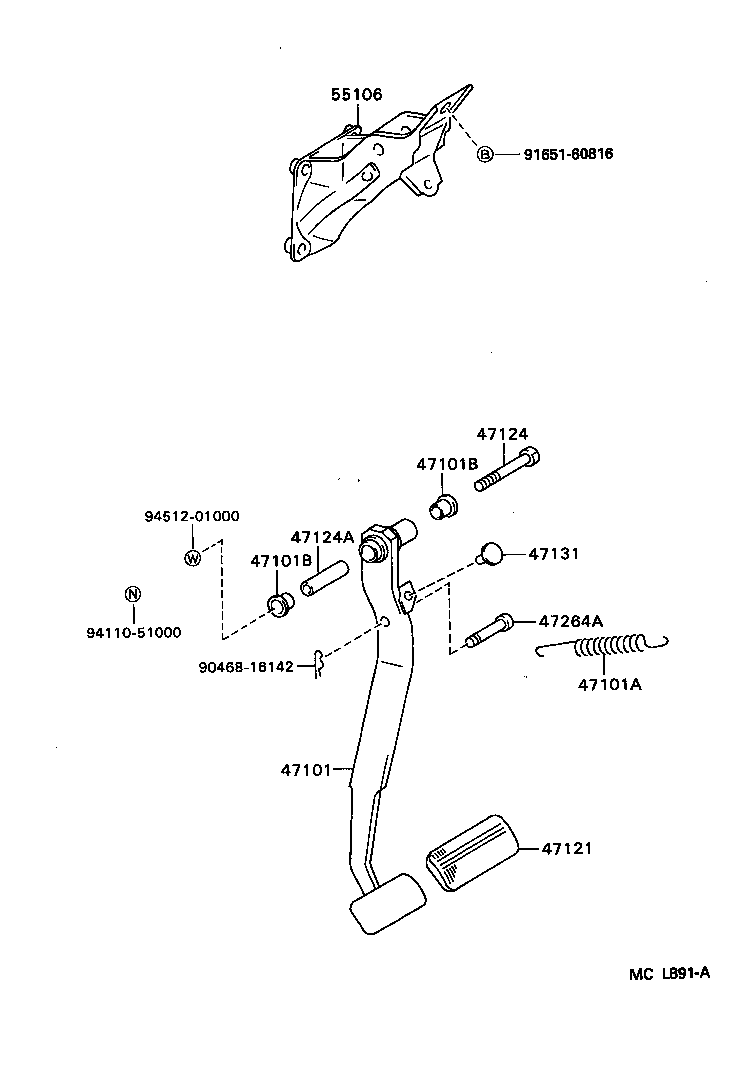  COROLLA |  BRAKE PEDAL BRACKET