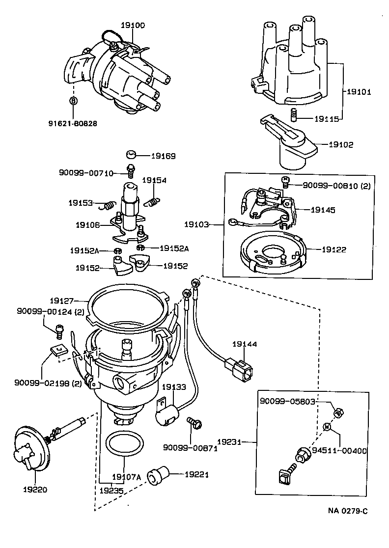 TOYOTA COROLLAEE90L-AEMDS - TOOL-ENGINE-FUEL - DISTRIBUTOR ... 1970 vw ignition wiring diagram 