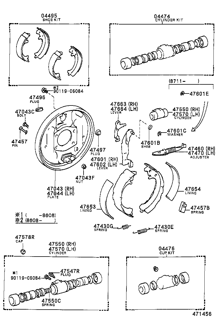  TERCEL |  REAR DRUM BRAKE WHEEL CYLINDER BACKING PLATE