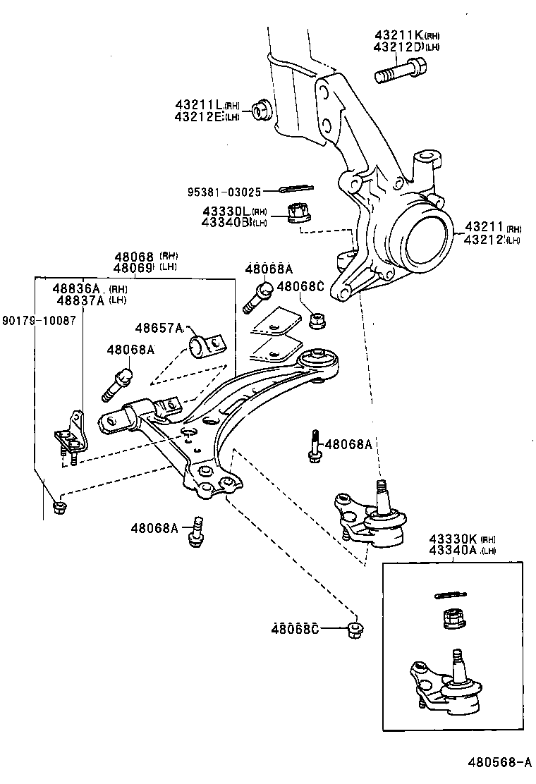  CAMRY JPP SED |  FRONT AXLE ARM STEERING KNUCKLE