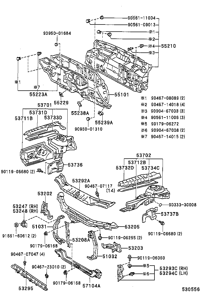  CAMRY JPP SED |  FRONT FENDER APRON DASH PANEL