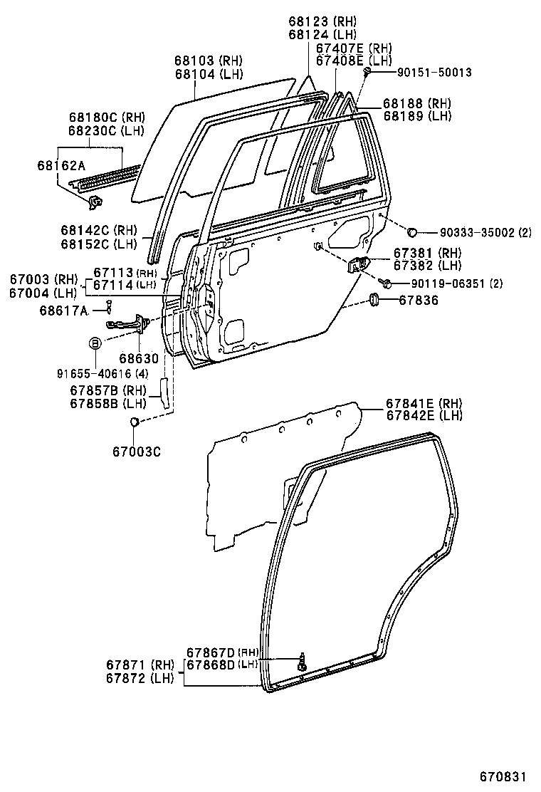  STARLET |  REAR DOOR PANEL GLASS