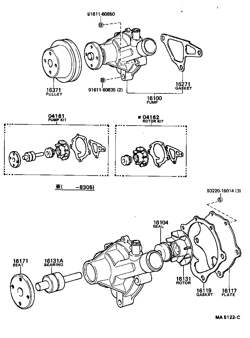  TOYOTA1000 |  WATER PUMP